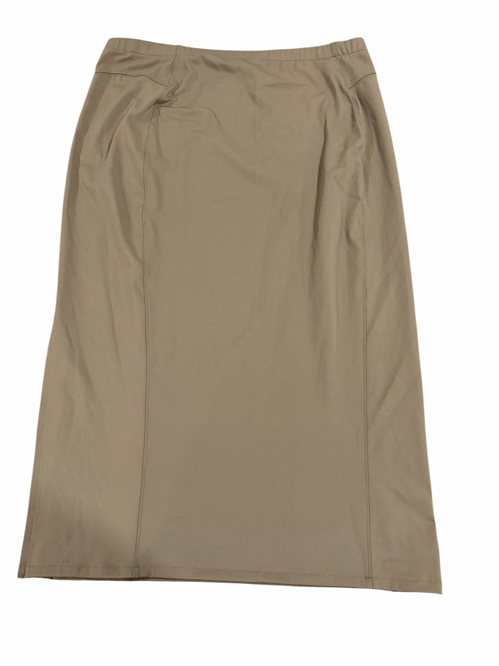 Nordstrom Open Edit Brown Midi Pencil Skirt XL Side Slit Stretch Minimalist NWT